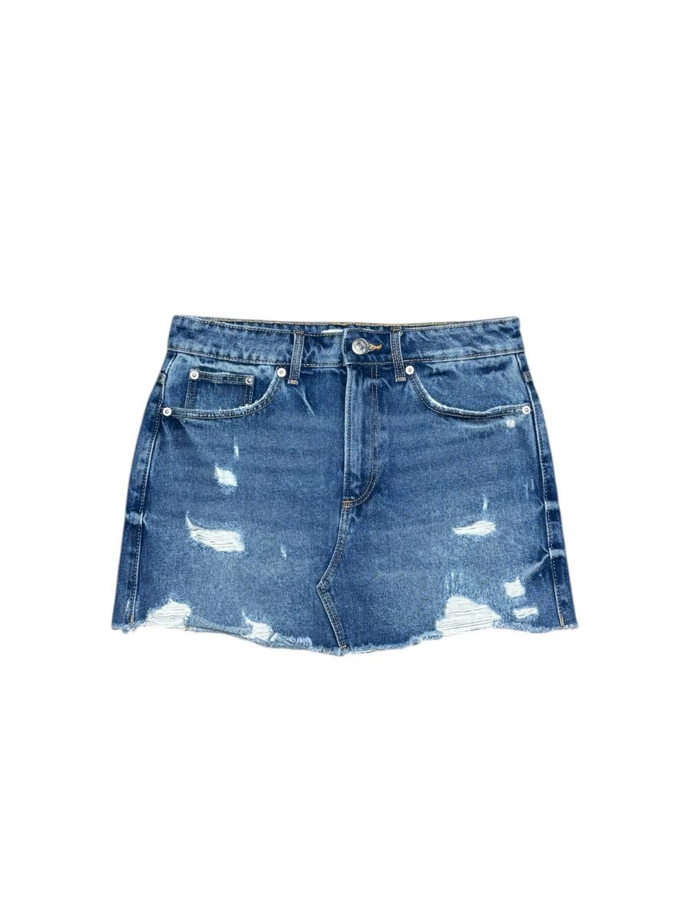 Zara y2k 00s Distressed Denim Mini Skirt Size Medium